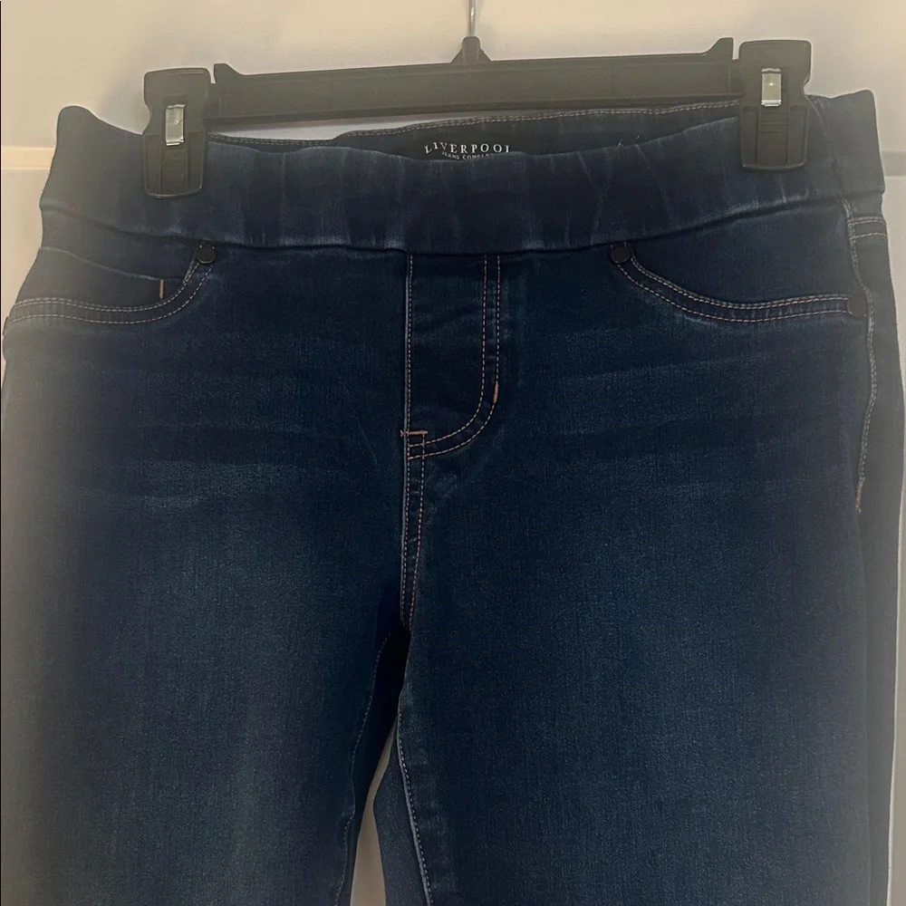 Liverpool Deep Blue Denim Jeans elastic waist - Picture 2 of 8